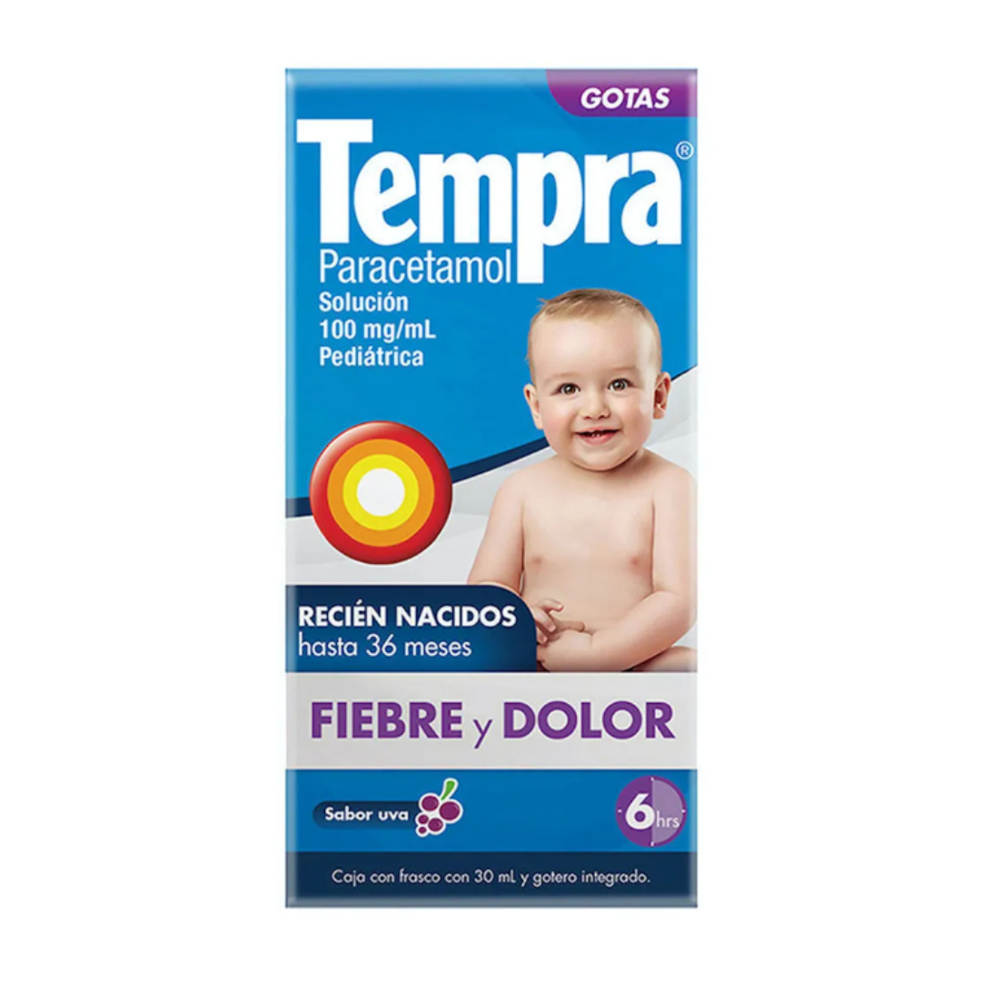 TEMPRA SOL. Pediátrica (0-36 meses) Fco. 30 ML. 100 MG/1 ML. y Gotero.