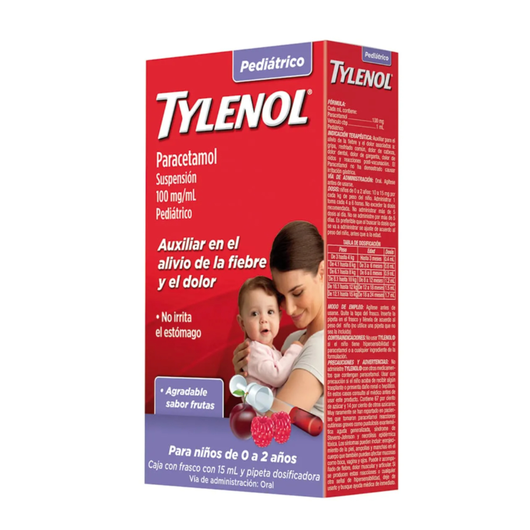 TYLENOL SUSP. PEDIÁTRICO (0-2 años) Fco. 15 ML. 100 MG/1 ML. 