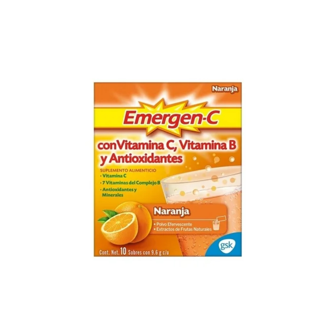 EMERGEN-C POLVO EFERVESCENTE. Sab. Naranja c/10 SOBS. 9.6 G.
