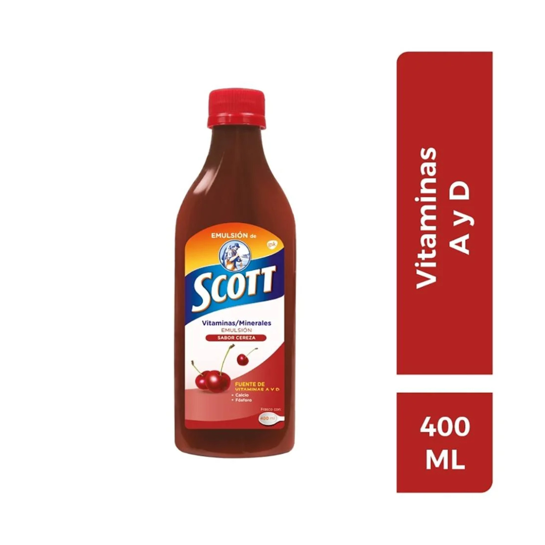 EMULSIÓN DE SCOTT Sabor Cereza Fco. 400 ML.
