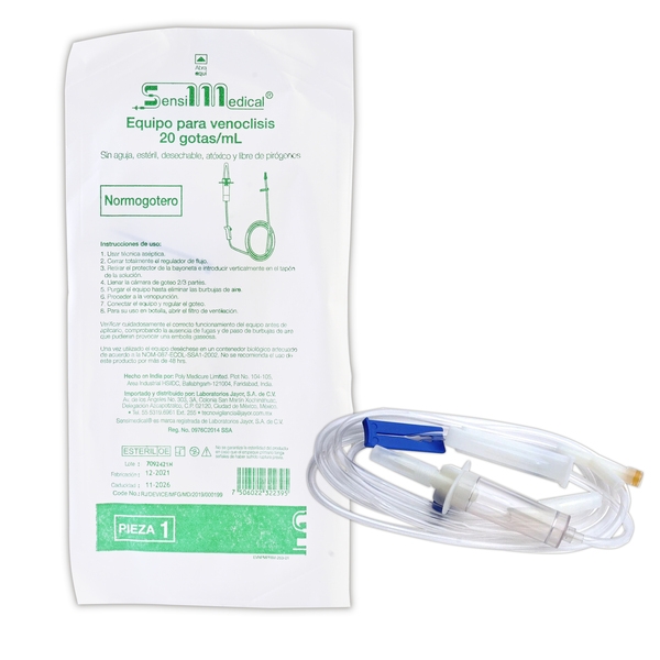 EQUIPO p/VENOCLISIS Normogotero (Sensimedical) Estéril s/Aguja c/1 Pza.
