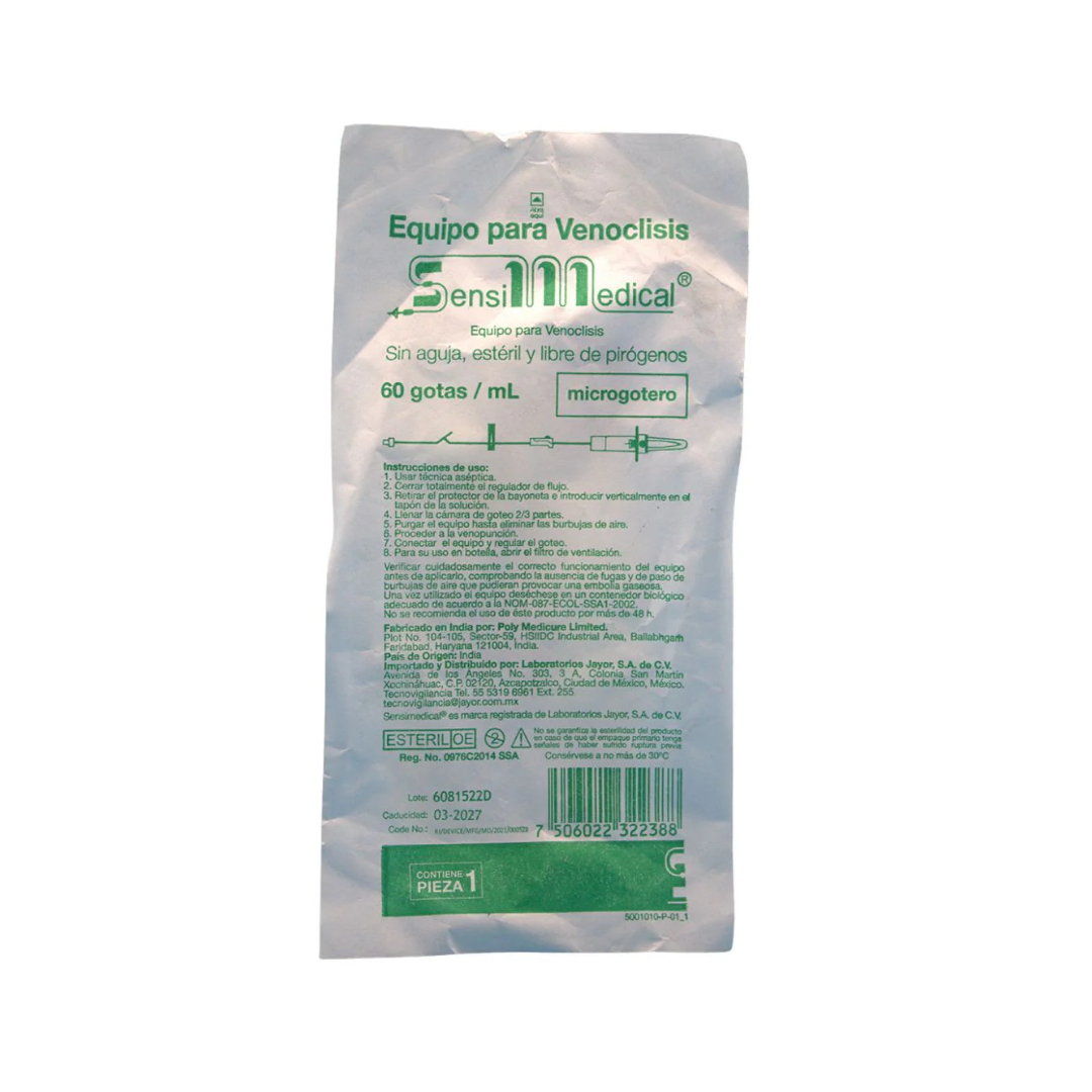 EQUIPO p/VENOCLISIS MICROGOTERO (Sensimedical) Estéril s/Aguja c/1 Pza.