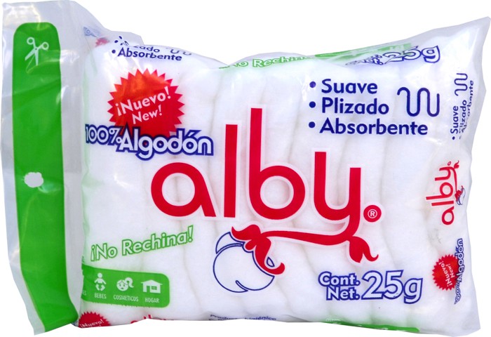 ALGODÓN ABSORBENTE PLISADO (ALBY) BOLSA C/ 25 G.