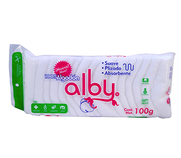 ALGODÓN ABSORBENTE PLISADO (Alby) Bolsa c/100 G.
