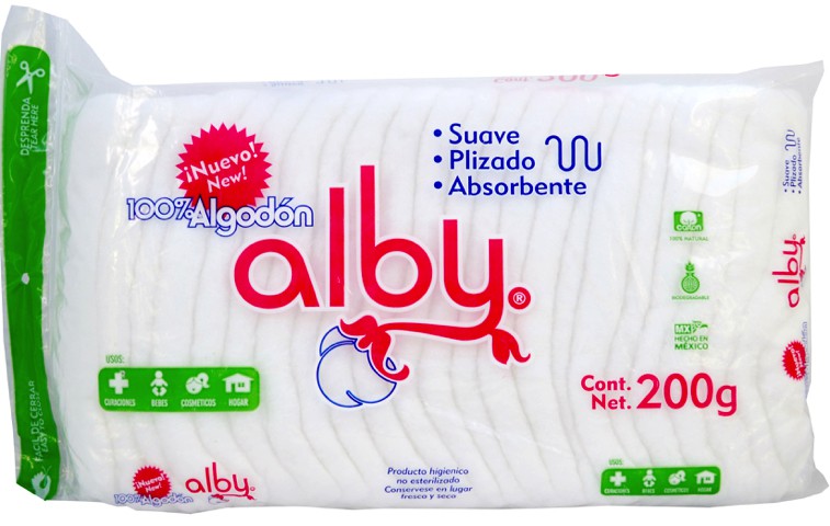 ALGODÓN ABSORBENTE PLISADO (Alby) Bolsa c/200 G.