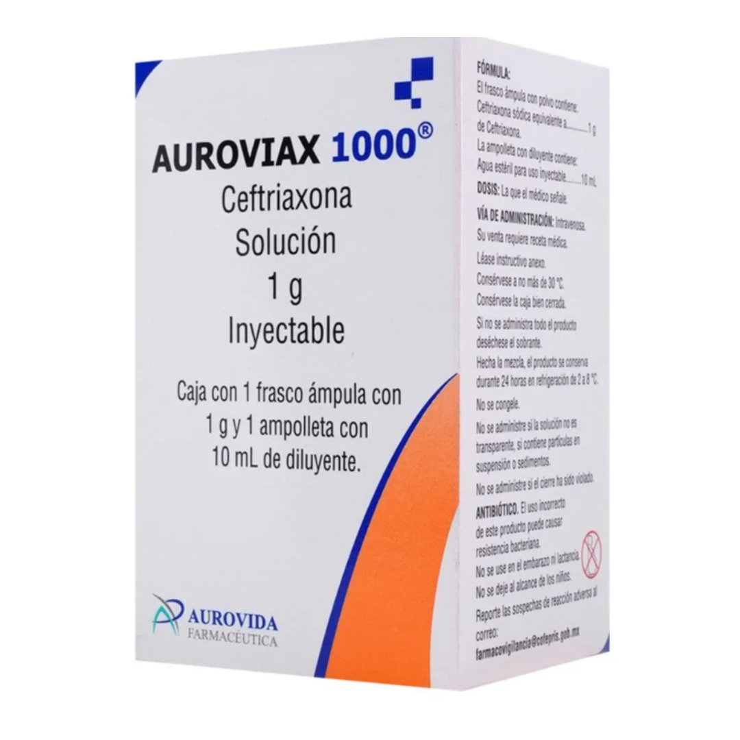 AUROVIAX 1000 Sol. Iny.  IV. c/1 FCO. AMP. 1 G/10 ML.
