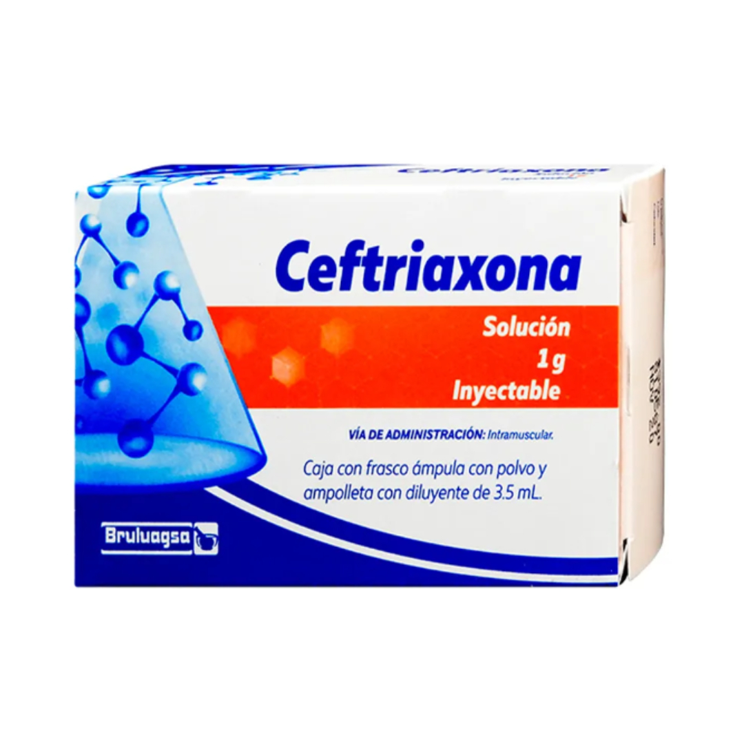 CEFTRIAXONA (Bruluagsa) I.M. Sol. Iny. c/1 FCO. AMP. 1 G/3.5 ML.