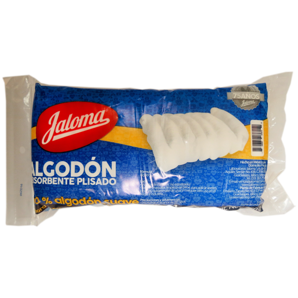 ALGODON ABSORBENTE PLISADO (JALOMA) BOLSA C/ 10 G.