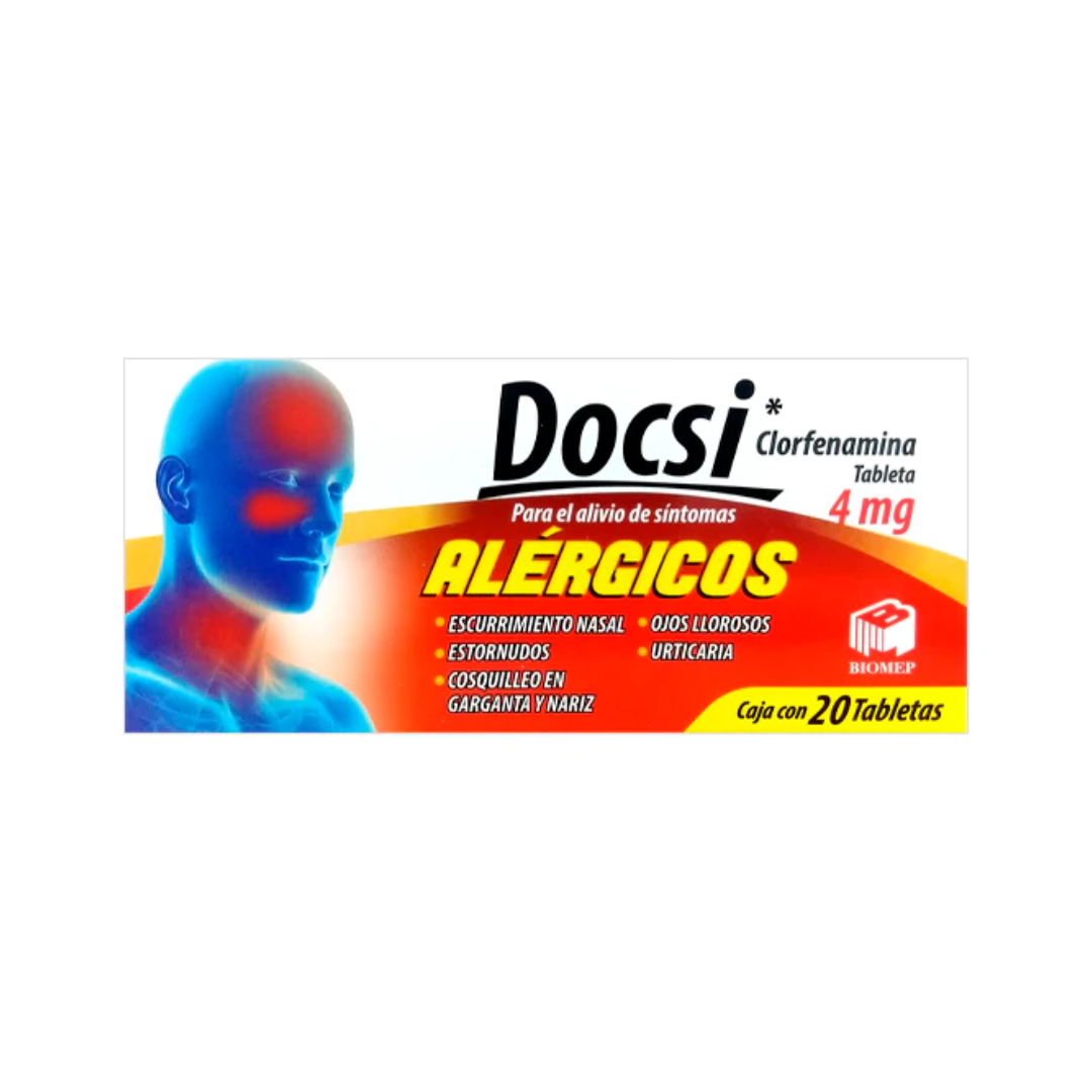 🚚DOCSI Clorfenamina 4mg 20 tabs
