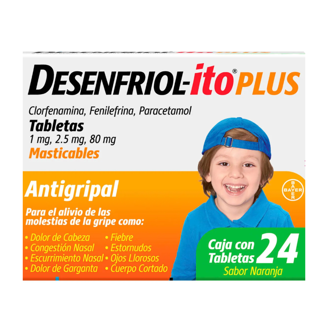 DESENFRIOL-ITO PLUS c/24 TABS. MAST. Sab. Naranja 1/2.5/80 MG.