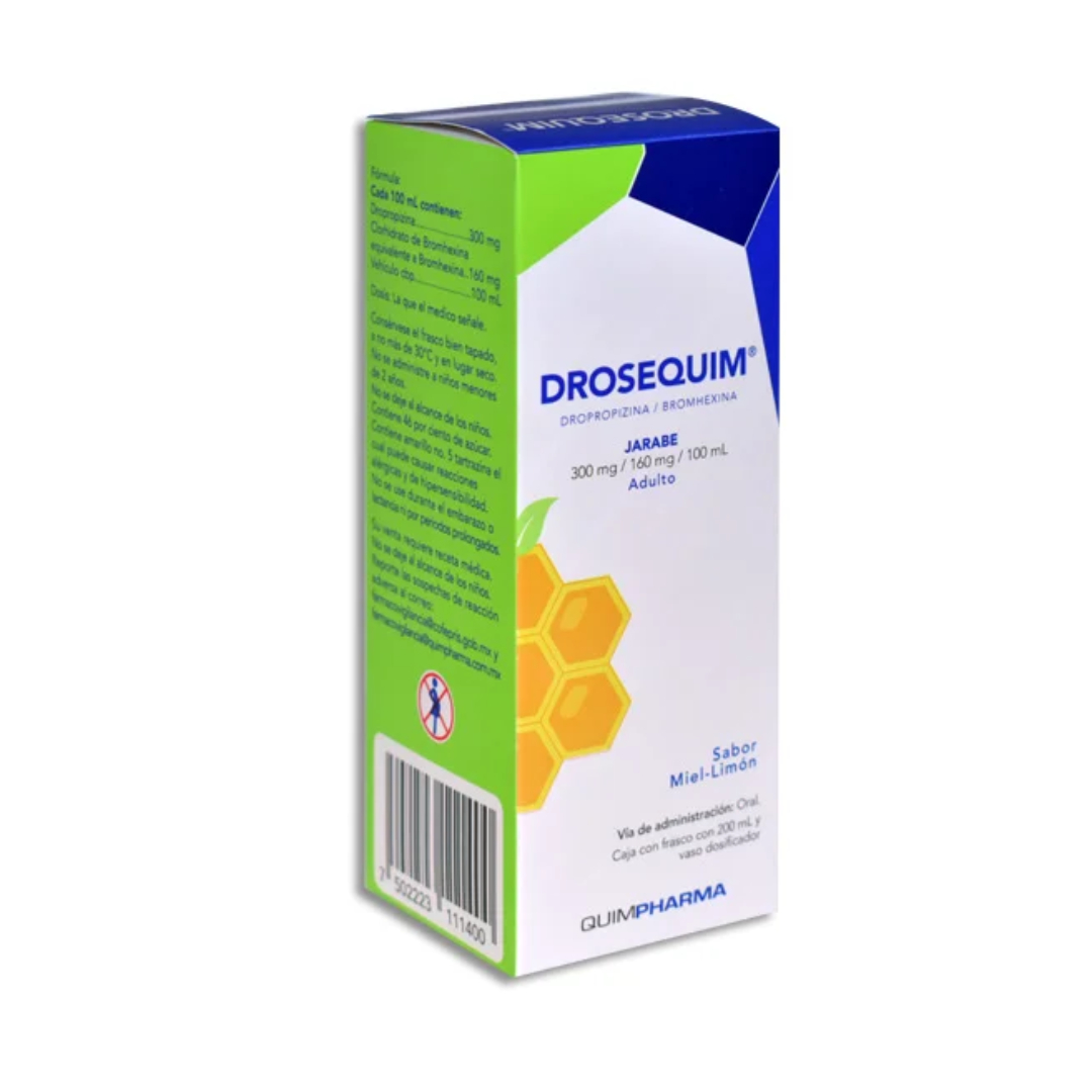 DROSEQUIM JBE. ADULTO Sab. Miel-Limón Fco. 200 ML. 300-160 MG/100 ML.