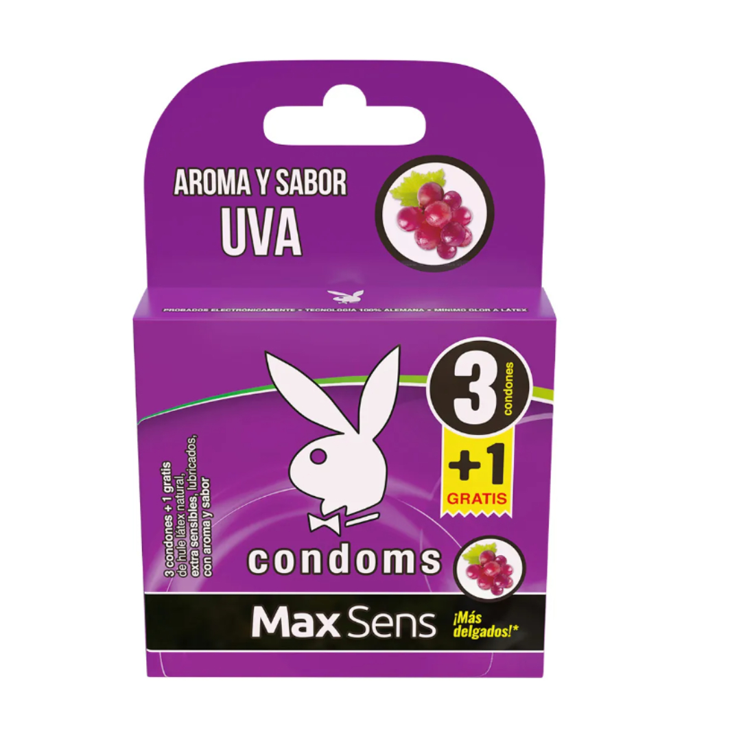PLAYBOY MAX SENS Sabor y Aroma UVA Blister c/3+1 CONDONES.