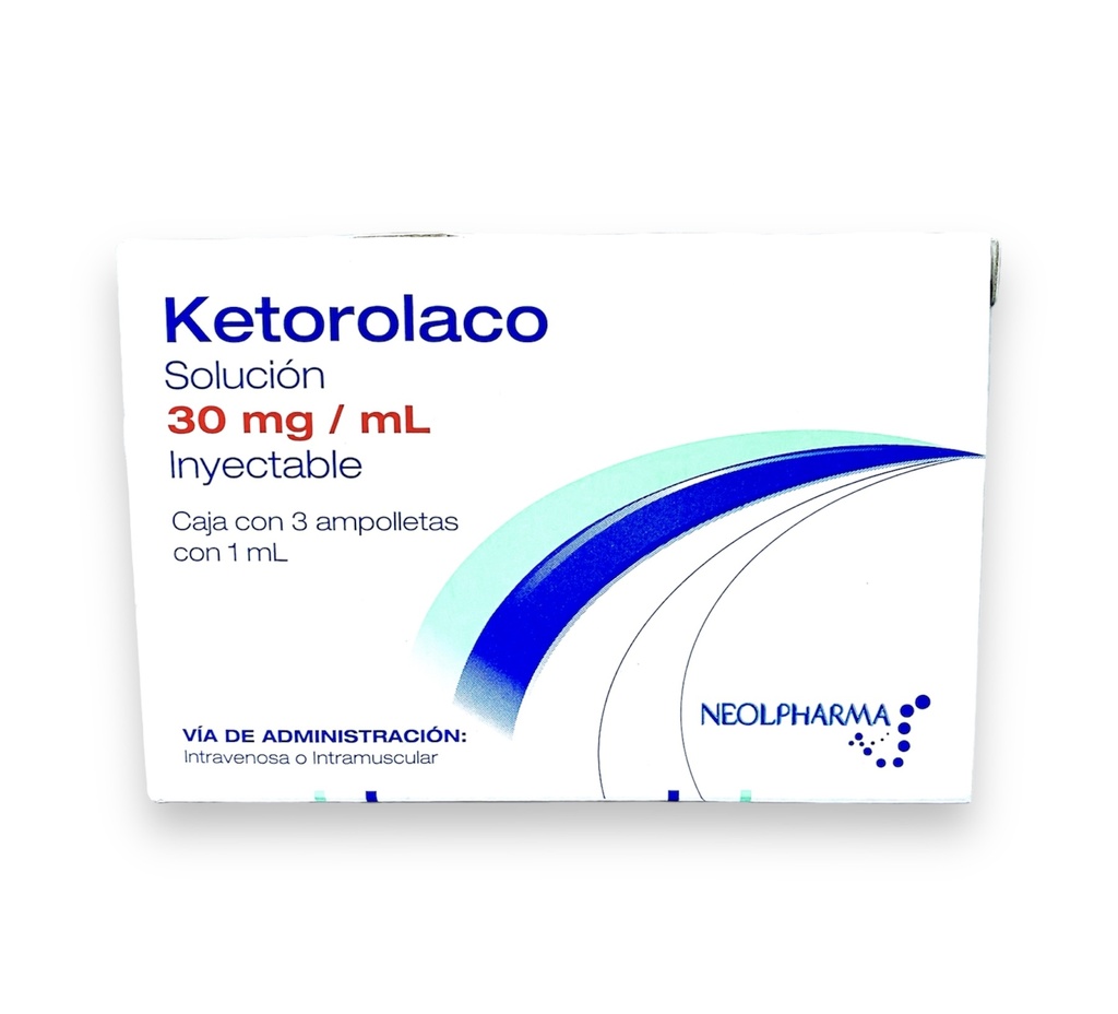KETOROLACO (Neolpharma) Sol. Iny. c/3 AMPTAS. 30 MG/1 ML.