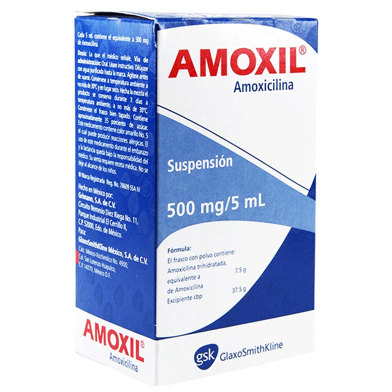 AMOXIL SUSP. Fco. 75 ML. 500 MG/5 ML.