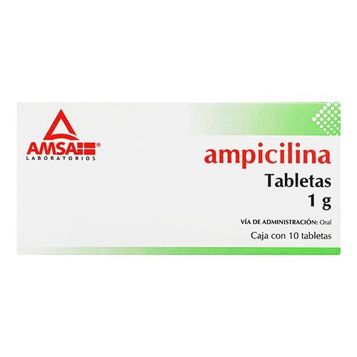 AMPICILINA (Amsa) c/10 TABLETAS 1 G.