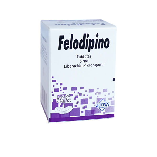 FELODIPINO (Ultra) c/20 TABS. L.P. 5 MG.