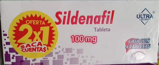 SILDENAFIL (Ultra) c/4 TABS. 100 MG (Oferta 2x1).