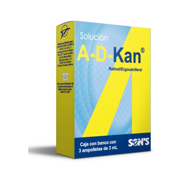 A-D-KAN SOL. INGERIBLE C/3 AMPTAS. 6000-400 UI/3 M