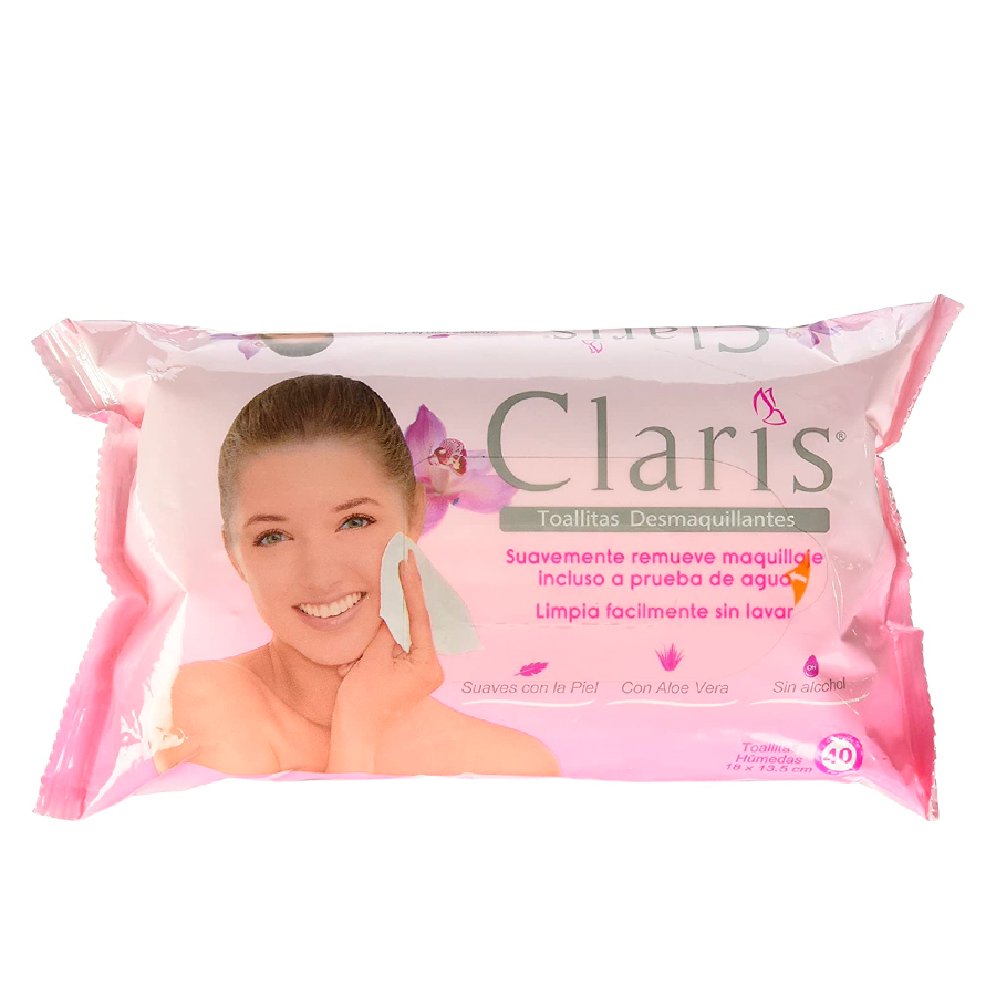 CLARIS TOALLAS DESMAQUILLANTES C/40 PZS.