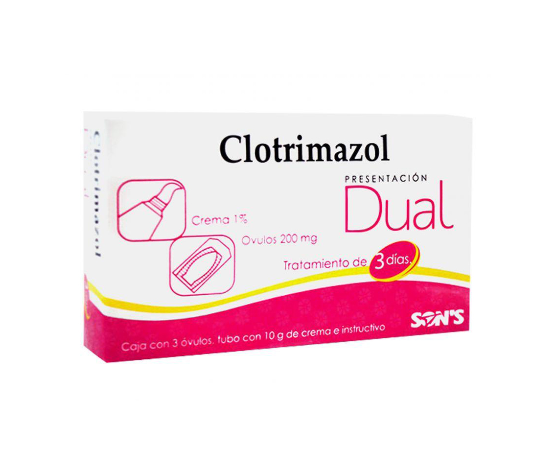 CLOTRIMAZOL (Son´s) DUAL 3 Dias c/3 OVS. 200 MG. y Tubo CMA. 10 G. 1%.