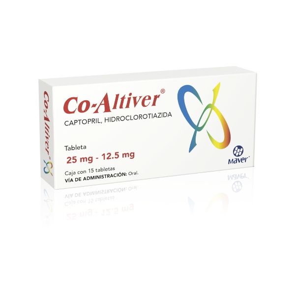 CO-ALTIVER c/15 TABS. 25/12.5 MG. captopril+hidroclorotiazida