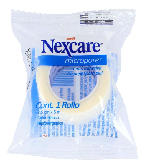 NEXCARE MICROPORE Rollo Col. Blanco A: 2.5cm. (1"); L: 5m. Bolsa c/1 Pza.