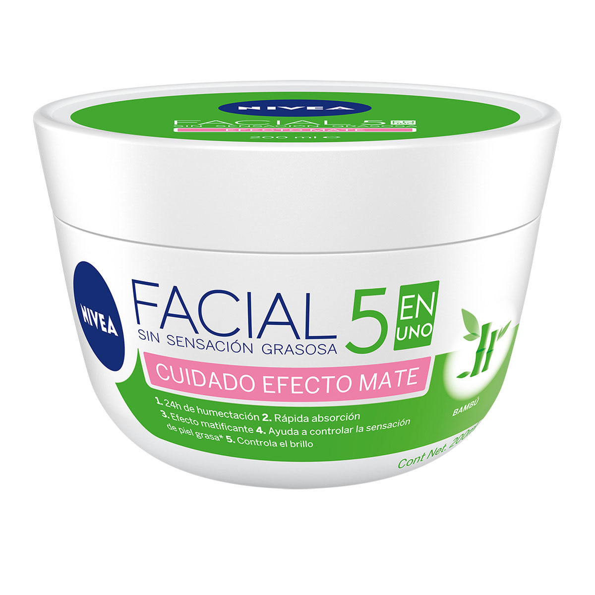 NIVEA FACIAL 5en1 Cuidado Efecto Mate CREMA Tarro 200 ML.