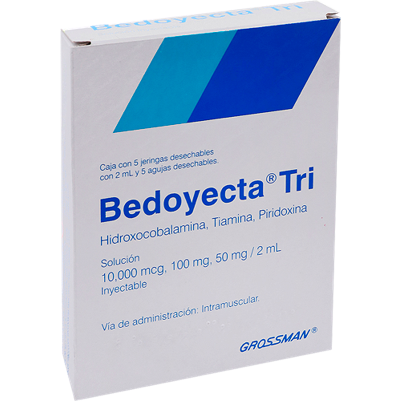 BEDOYECTA TRI Sol. Iny. c/5 JGAS. Prellenadas 100-50-10 MG/2 ML.