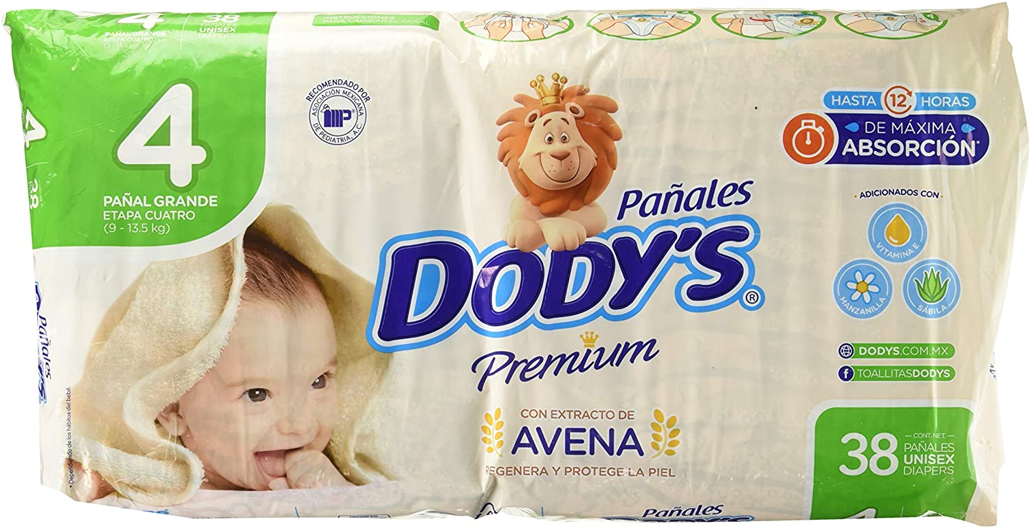 PAÑAL DODYS PREMIUM Grande (ETAPA-4 / 9-13.5 Kg.) c/38 Pzs.