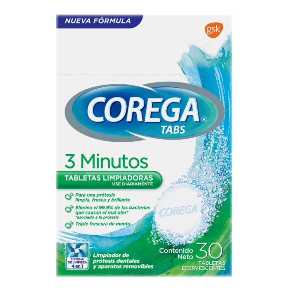 COREGA TABS 3 MINUTOS Menta Fresca c/30 TABS. EFERVES.