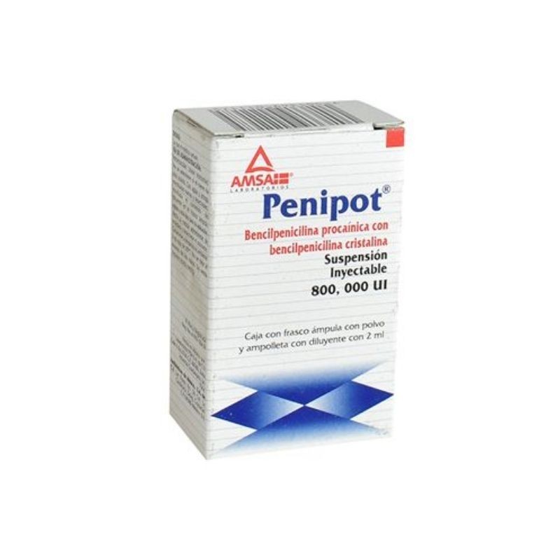 PENIPOT Susp. Iny. c/1 FCO. AMP. 800,000 UI/2 ML.