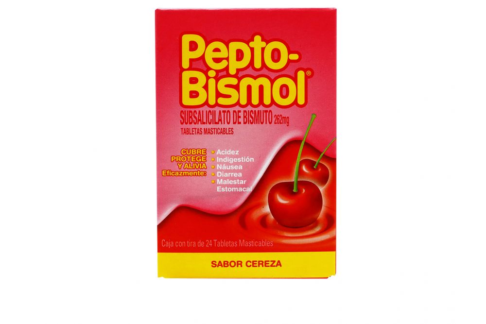PEPTO-BISMOL Sabor Cereza c/24 TABS. Masticables 262.4 MG.