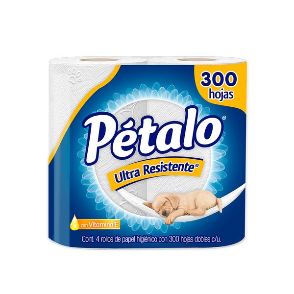 PETALO ULTRA RESISTENTE Papel Higiénico 300 Hojas Dobles Paq. c/4 ROLLOS.