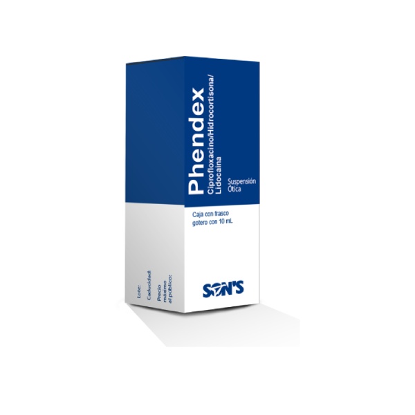 PHENDEX SUSP. ÓTICA Fco. Gotero 10 ML. 2-10-50 MG/1 ML.