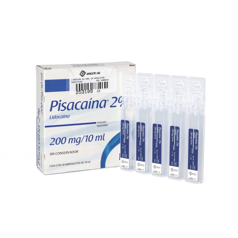 PISACAINA 2% Sol. Iny. c/10 AMPTAS. 200 MG/10 ML.