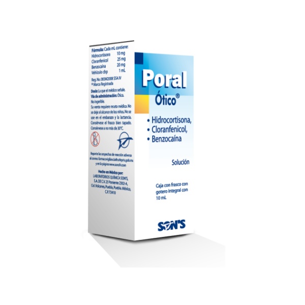 PORAL ÓTICO SOL. Fco. Gotero 10 ML. 10-25-20 MG/1 ML.