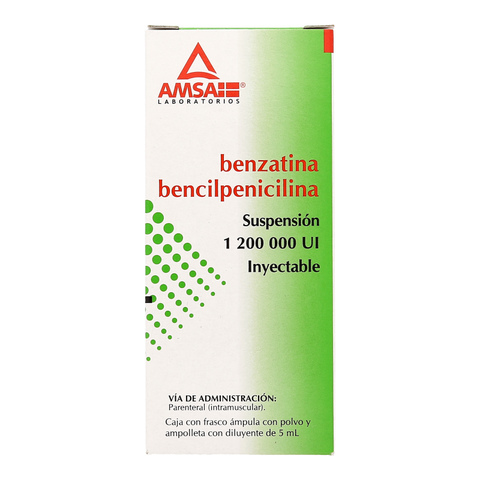 BENZATINA BENCILPENICILINA (Amsa) Susp. Iny. c/1 FCO. AMP. 1´200,000 UI/5 ML.